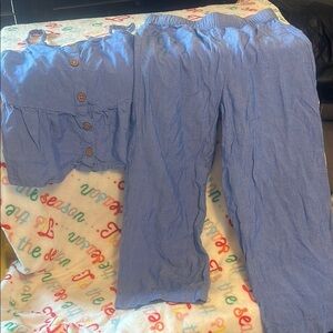 H&M Blue Button-Up Top with Straps